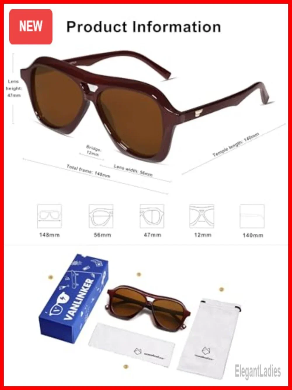 Retro 70s Square Aviator Sunglasses Womens Men Trendy Polarized Vintage Shades